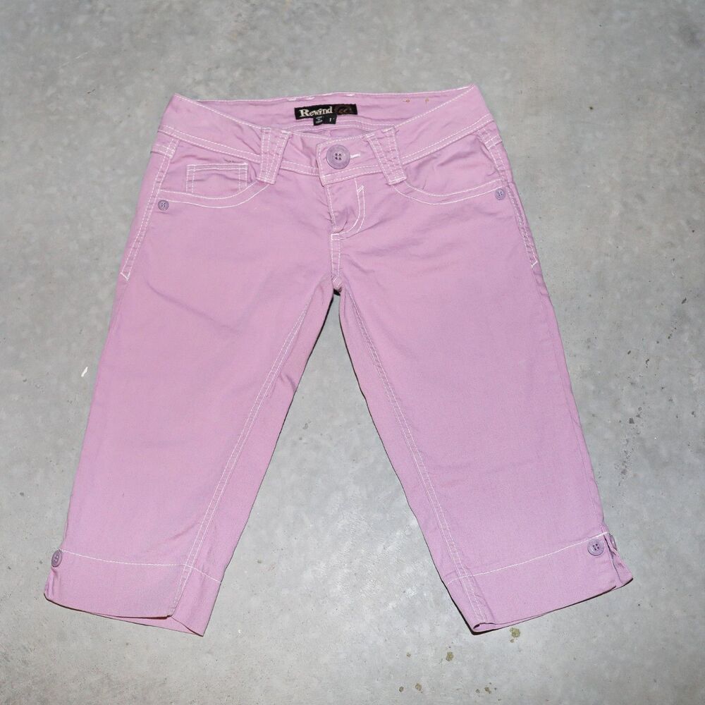 Vintage Y2K 00s Rewind Purple Summer Bermuda Shorts Low Rise Casual Shorts XS